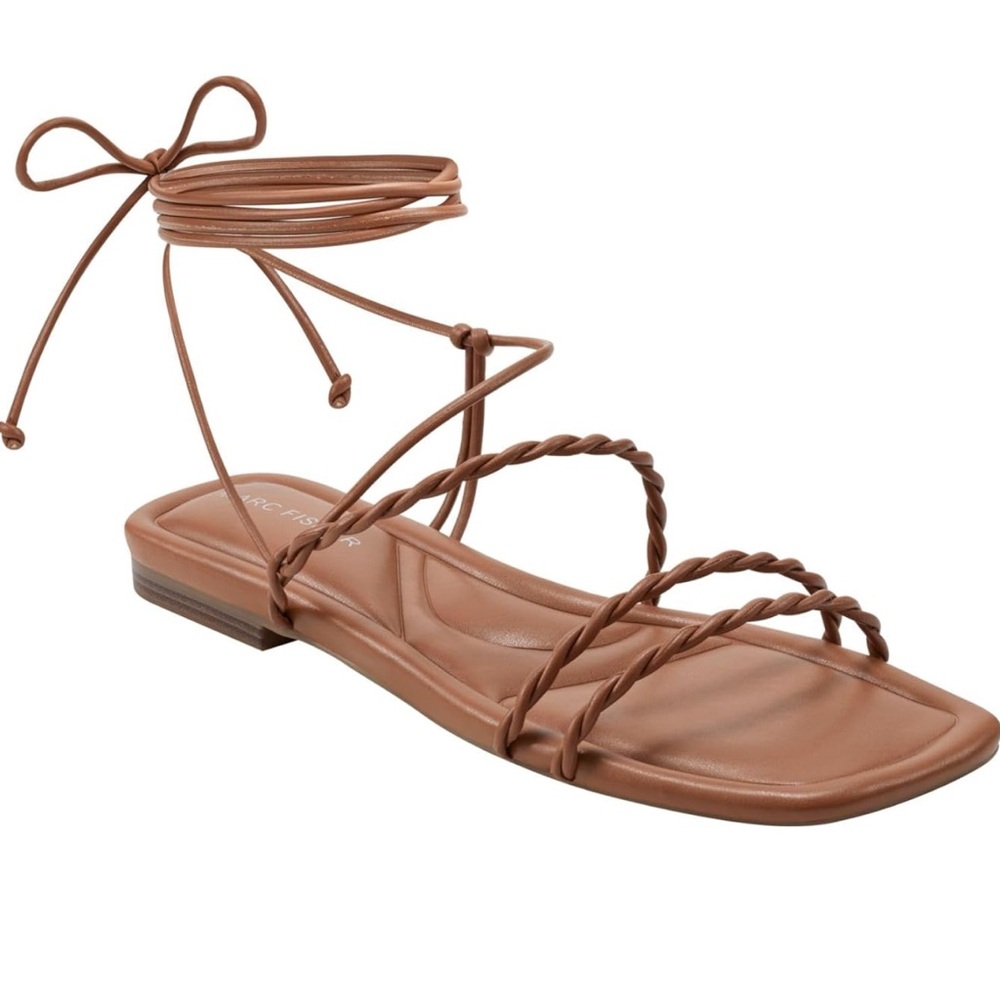 Marc Fisher Women's Lakita Flat Sandal in Cognac
